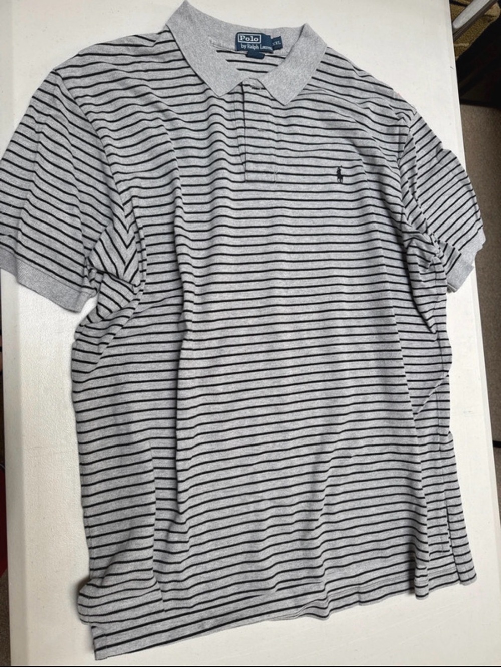 Polo by Ralph Lauren Light Gray Polo with Black Stripes